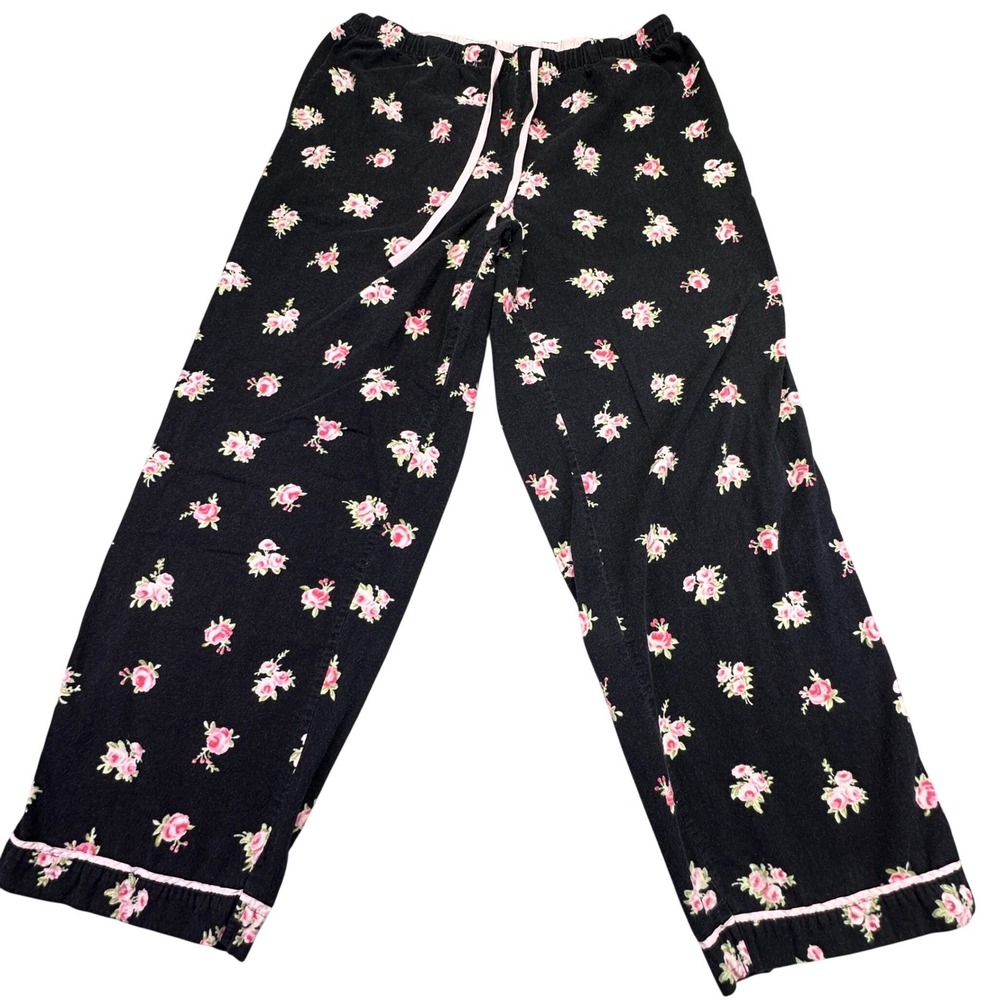 Charter Club Intimates‎ Pants Women's Large Black Floral Pajama Pants Preppy